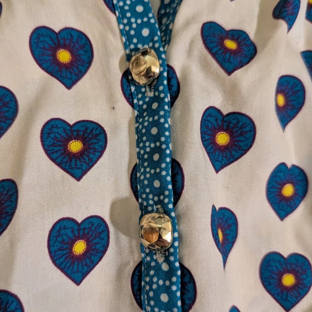 Marc by Marc Jacobs Women's Bisque Multi Blue Heart Print Sleeveless Top S - Picture 2 of 8